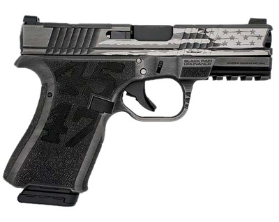 Black Rain Ordnance Frontline Trump 9mm 4quot Barrel Optic Ready 15 rnd  Grey Battleworn MPNFLTRUMPGMGB