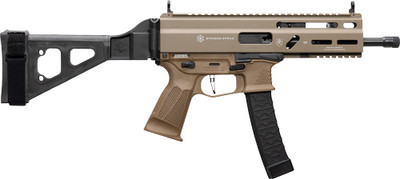 Grand Power Stribog SP9A3 9mm, 8" Barrel, Pistol Brace, 30 rnd - FDE [MPN:197892029957]
