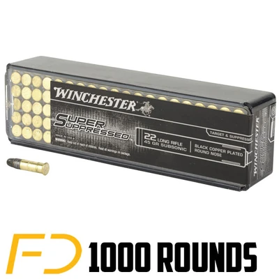Winchester Super Suppressed .22 LR, 45gr, CPRN - 1000 Rounds [MPN: SUP22LR]