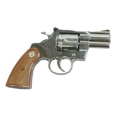 Colt Python Handgun .357 Mag 6rd Capacity 2.5" Barrel Historic Wood Medallion Grips with Filigree Frame and Barrel