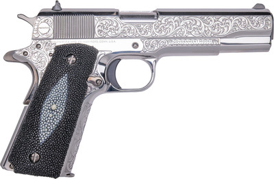 CNC Colt 1911 Tuxedo 38 Super 5quot Barrel Stingray Grip 9 rnd  StainlessEngraved MPNCNCTUX38