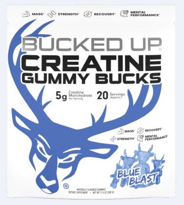 Bucked Up Creatine Gummies  Blue Blast 20 Servings