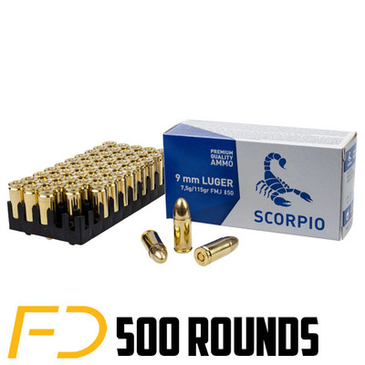 STV Scorpio 9MM, 115gr, FMJ - 500 rounds [MPN: S9MM115F] FDS