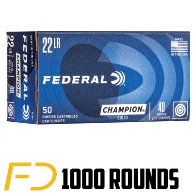 Federal Champion Training .22 LR, 40gr, LRN - 1000 Rounds (20 boxes of 50) [MPN:510]