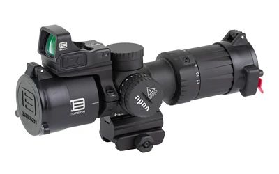 EOTECH, Vudu, Rifle Scope, 4-12X Magnification, 36mm Objective, First Focal Plane, Compatible with Mini-ACOG Mounts, MD5 Illuminated MRAD Reticle, Matte Finish, Black, Includes EFLX 3 MOA Red Dot and Mount
