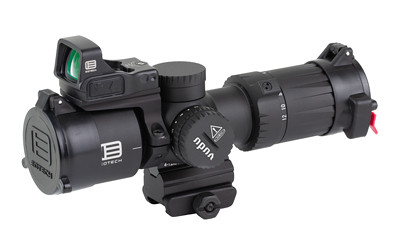 EOTECH, Vudu, Rifle Scope, 4-12X Magnification, 36mm Objective, First Focal Plane, Compatible with Mini-ACOG Mounts, MD5 Illuminated MRAD Reticle, Matte Finish, Black, Includes EFLX 3 MOA Red Dot and Mount
