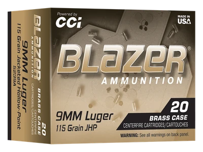 CCI Blazer 9mm Luger 115gr Jacketed Hollow Point 20 Per Box [MPN: 5239A]