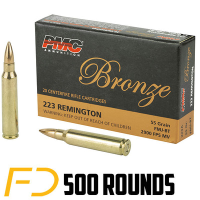 PMC Bronze Rifle Ammunition .223 Remington, 55gr, FMJ - 500 Rounds 