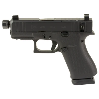 GLOCK 43X MOS 9MM, 3.92" Threaded Barrel, Hush Puppy Slide, 15 rnd - Black [MPN:UX4350204FRN]