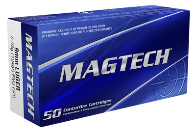 Magtech 9B Range/Training, 9mm Luger, 124gr, FMJ, 50 rds [MPN: 9B]