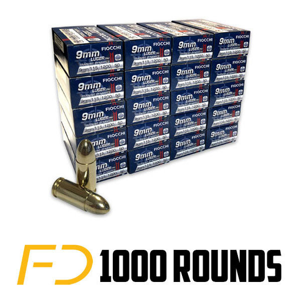 Fiocchi Shooting Dynamics 9MM, 115gr, FMJ - 1000 Rounds - Free Shipping