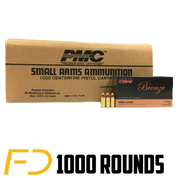 PMC Bronze 9MM, 115gr, FMJ - 1000 Rounds (Case)