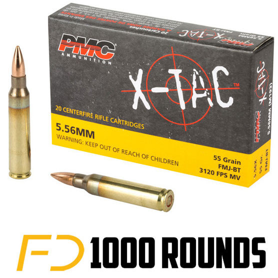 PMC X-Tac 5.56X45MM, 55gr, FMJ - 1000 Rounds - Free Shipping