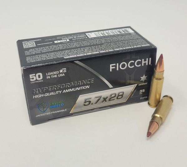 Fiocchi 5.7x28mm 35 Grain 50 Rounds Ammunition Hyperformance FI57JF35 Jacketed Frangible NTX