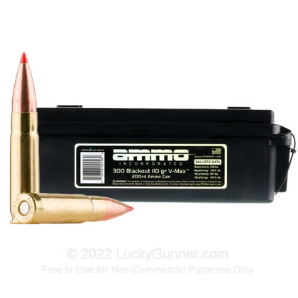 Ammo Inc Signature .300 AAC BLACKOUT, 110gr, V-Max - 200 Rounds [MPN: 300B110VMXB200]