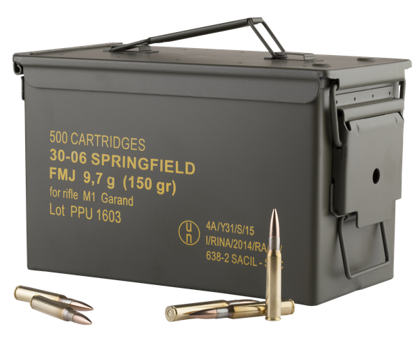 PPU Standard Rifle .30-06 SPRINGFIELD, 150gr, FMJ - 500 Rounds [MPN: PP3006GMC] 