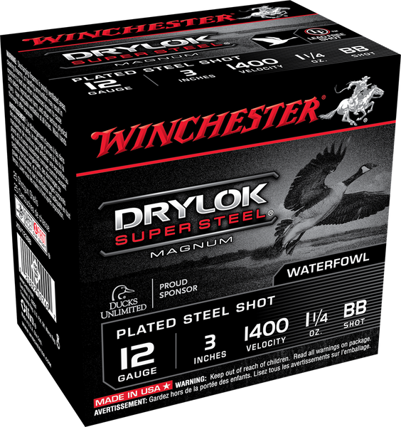 Winchester Drylock Super Steel Magnum 12 GA, 3in. 1-1/4oz. BB Shot - 25 Rounds [MPN: XSV123BB]