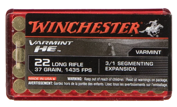 Winchester Varmint HE .22 LR, 37gr, Segmented HP - 50 Rounds [MPN: S22LRFSP]