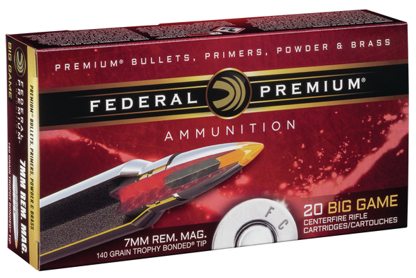 Federal Premium 7MM REM MAG, 140gr, Trophy Bonded Tip - 20 Rounds [MPN: P7RTT2]