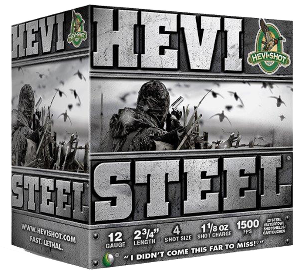 Hevishot Hevi-Steel 12 GA, 2-3/4in. 1-1/8oz. #4 Shot - 25 Rounds [MPN: 61224]
