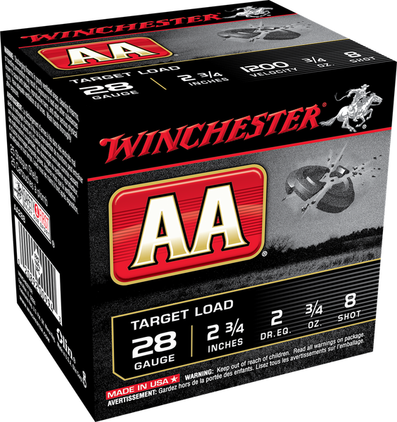 Winchester AA Target 28 GA, 2-3/4in. 3/4oz. #8 Shot - 25 Rounds [MPN: AA288]