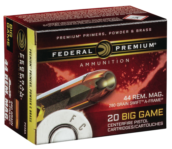Federal Premium .44 REM MAG, 280gr, Swift A-Frame - 20 Rounds [MPN: P44SA]
