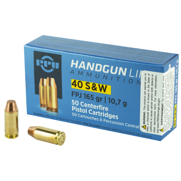 PPU Handgun .40 S&W, 165gr, FPJ - 50 Rounds [MPN: PPH40F]