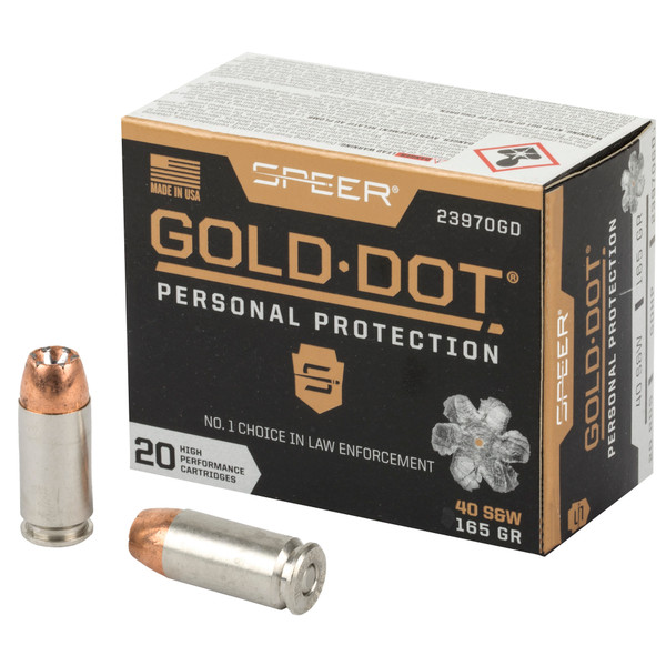 Speer Gold Dot .40 S&W, 165gr, HP - 20 Rounds [MPN: 23970GD]