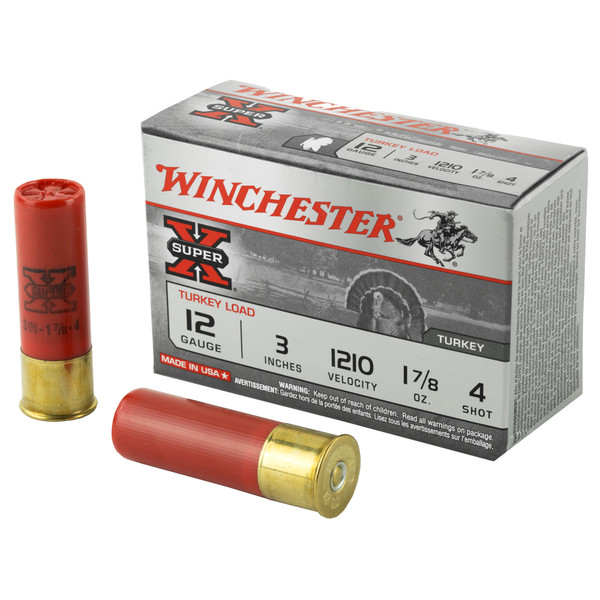 Winchester Super-X Turkey 12 GA, 3in. 1-7/8oz. #4 Shot - 10 Rounds [MPN: X123MT4]