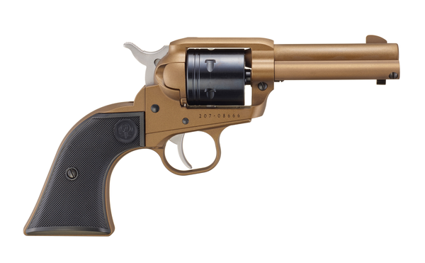 Ruger Wrangler 22 LR, 3.75" Barrel, 6rd, Burnt Bronze Cerakote, Black Checkered Grip