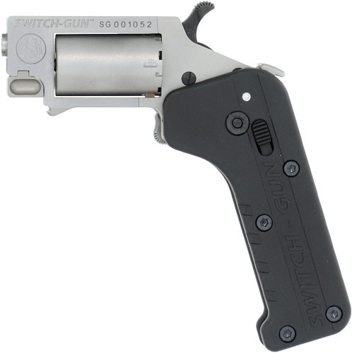 Standard Manufacturing Company, Switch-Gun, 22WMR, .88" Barrel, 5 Rounds, Steel, Silver, Black Polymer Grip, Single Action Folding Revolver