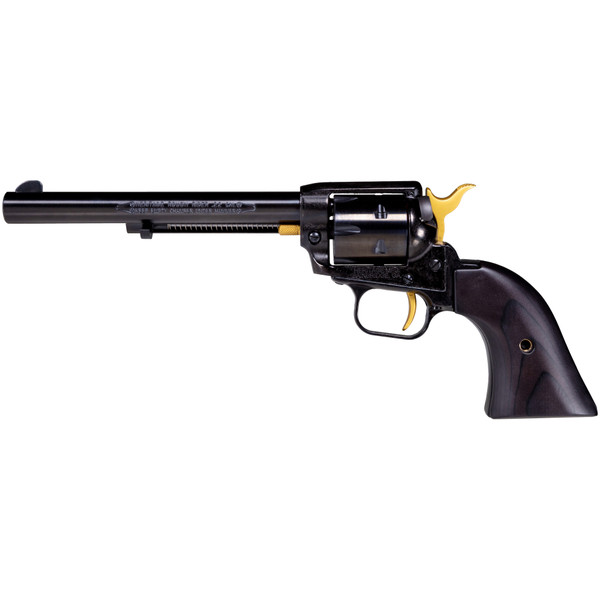 Heritage Rough Rider .22 LR, 6.5" Barrel, 6rd, Gold Accents, Black Laminate Grips, Fixed Sights