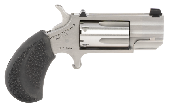 North American Arms PUGDC Pug 22 LR, 22 Mag 5rd 1" Overall Stainless Steel with Black Rubber Grip & XS White Dot Sights