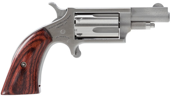 North American Arms 22MGBG Mini-Revolver 22 Mag 5rd 1.63" Overall Stainless Steel with Wood Boot Grip