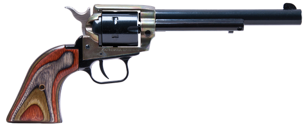 Heritage Mfg RR22MCH6 Rough Rider 22 LR/22 WMR 6rd 6.50" Black Color Case Hardened Steel, Camo Laminate Grip