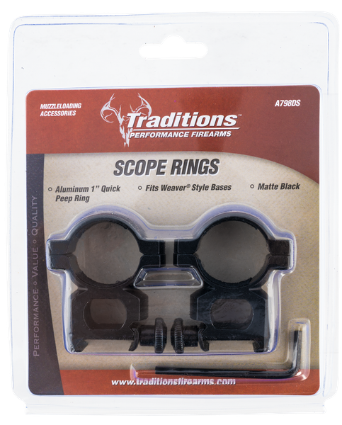 Traditions Scope Rings, Trad A798ds   Alum 1in Rings Quick Peep