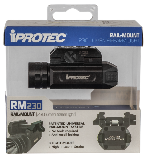 iProTec RM230 Tactical Weapon Light 230 Lumen CR123 Battery Rail Mounted Aluminum Anodized Black 6566