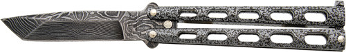 Bear & Son Butterfly Knife - 3.38" Silver Vein Damascus