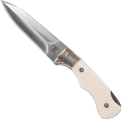Cobratec White Push Dagger 3" - Folder W/ Leather Sheath