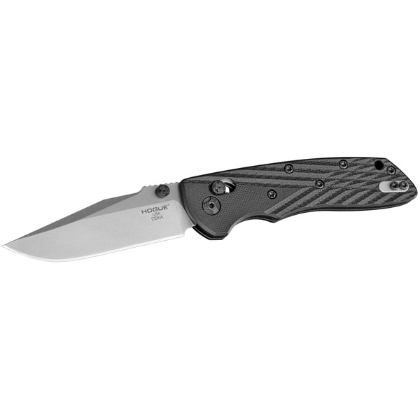 Hogue Deka 3.25in Folder Clip Pt Blade Tumble Fin G10 Black