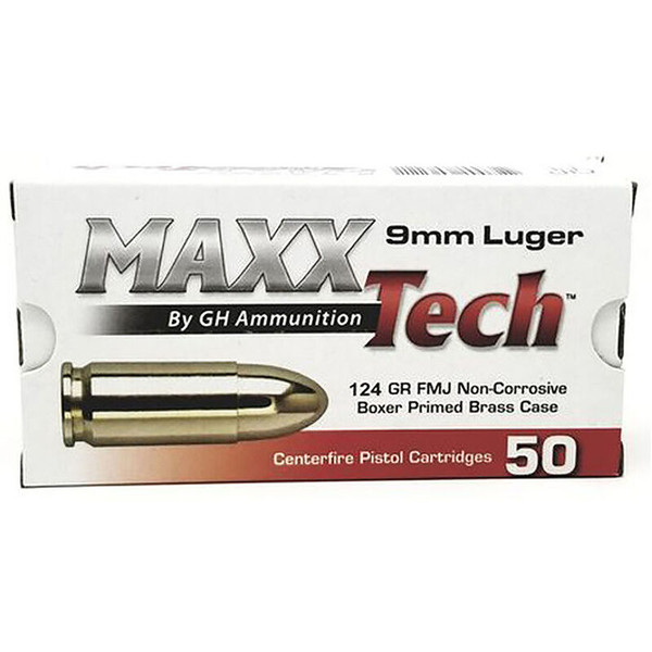 Maxxtech 9MM, 124gr, FMJ - 50 Rounds [MPN: PTGB9124B]