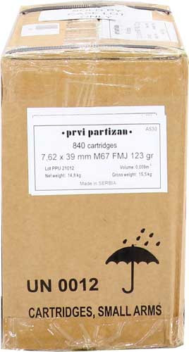 PPU Metric Rifle 7.62X39MM, 123gr, FMJ - 840 Rounds