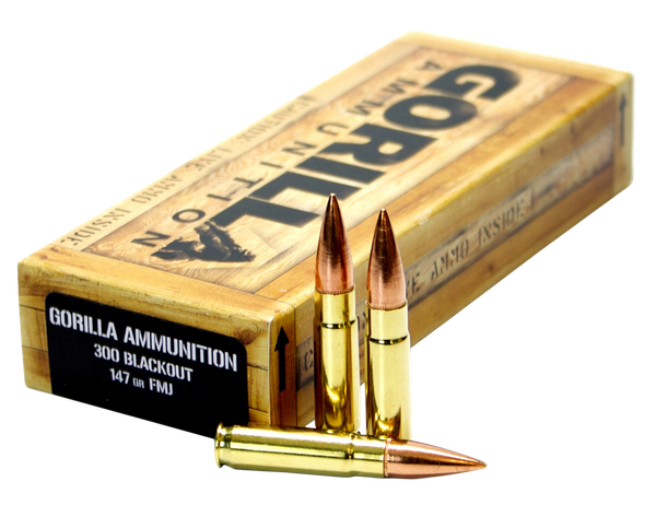 Gorilla Ammo .300 AAC BLACKOUT, 147gr, FMJ - 20 Rounds [MPN: GA300147FMJ]