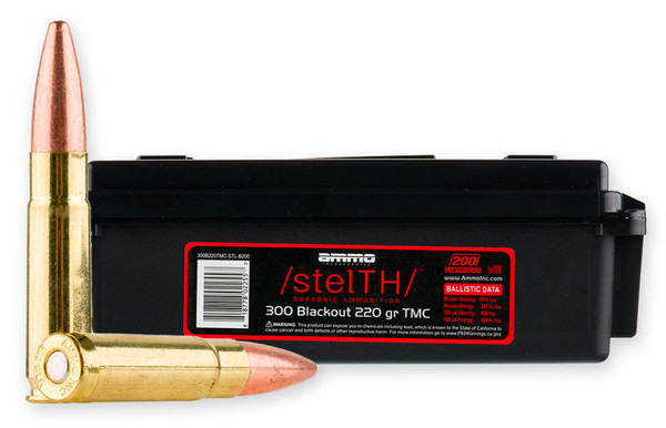 Ammo Inc Stelth .300 AAC BLACKOUT, 220gr, TMJ - 200 Rounds