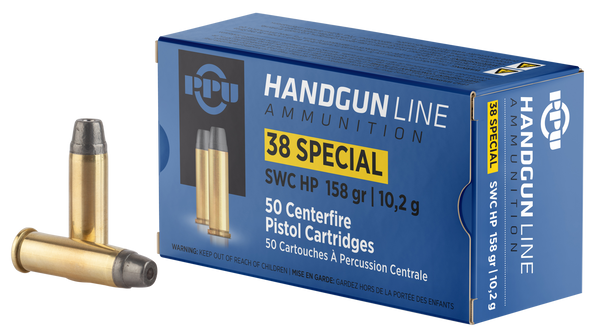 PPU Handgun .38 SPECIAL, 158gr, SWC - 50 Rounds [MPN: PPH38SH]