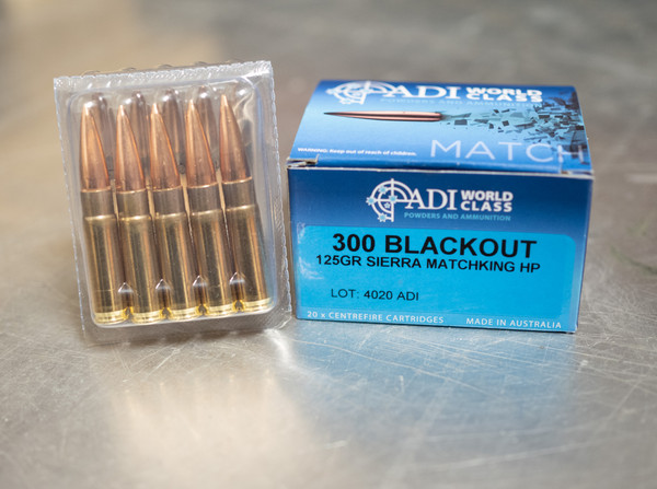 ADI Sierra MatchKing .300 AAC BLACKOUT, 125gr, Open Tip - 200 Rounds (Case)