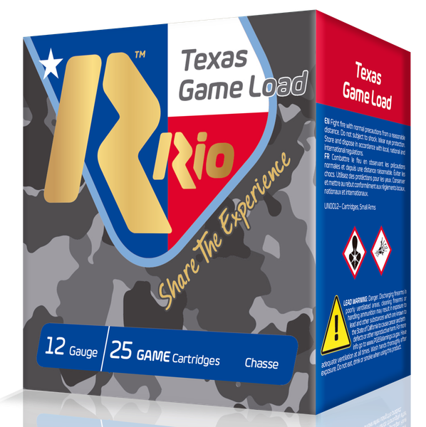 Rio Ammunition Top Texas Game Load High Velocity 12 GA, 2-3/4in. 1-1/4oz. #7.5 Shot - 25 Rounds [MPN: TGHV3675TX]
