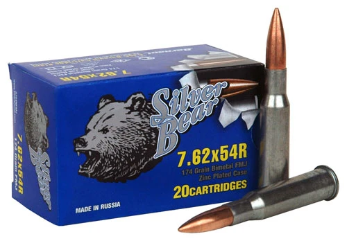 Silver Bear Ammo 7.62X54MM RUSSIAN, 174gr, FMJ - 20 Rounds [MPN: A76254NFMJ]