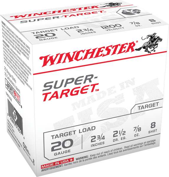 Winchester Super Target 20 GA, 2-3/4in. 7/8oz. #8 Shot - 25 Rounds [MPN: TRGT208]