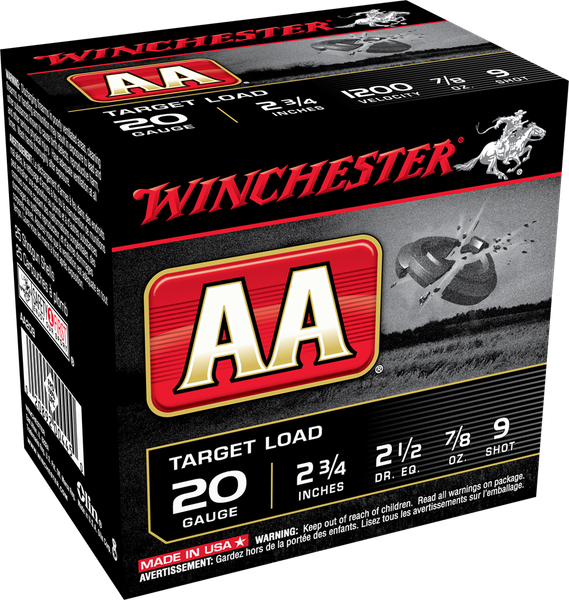 Winchester AA Target 20 GA, 2-3/4in. 7/8oz. #9 Shot - 25 Rounds [MPN: AA209]